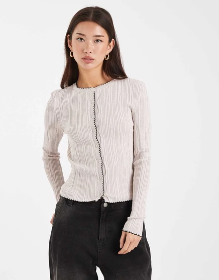 Кардиган Miss Selfridge из трикотажного одеяла в рубчик кремового цвета cream