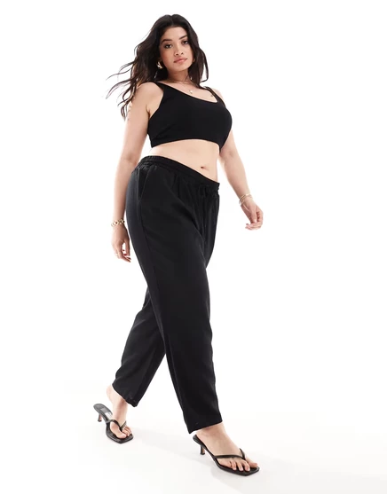 Женские брюки Vero Moda Curve из льна, черные