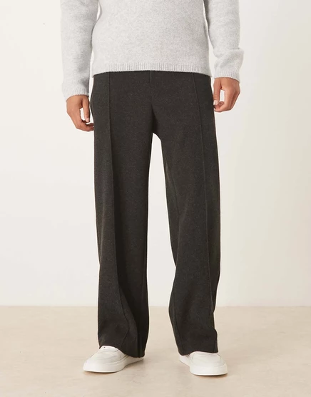 Дизайнерские широкие брюки ASOS из темно-коричневой шерсти charcoal