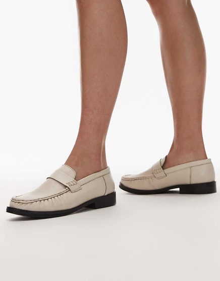 Кожаные мокасины Topshop Carey с рюшами цвета пахты buttermilk