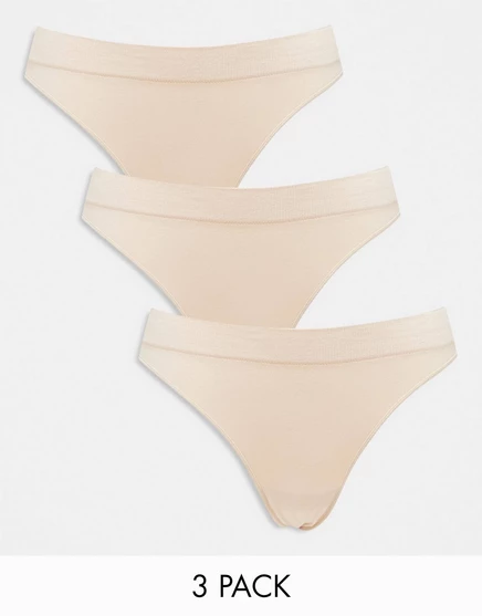 Бежевые трусы комплект из 3 штук Weekday Cat beige