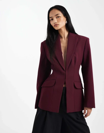 Блейзер ASOS DESIGN ultimate со скульптурным рисунком сливового цвета plum