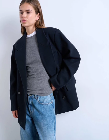 Женский блейзер Topshop с эффектом шерсти, темно-синий