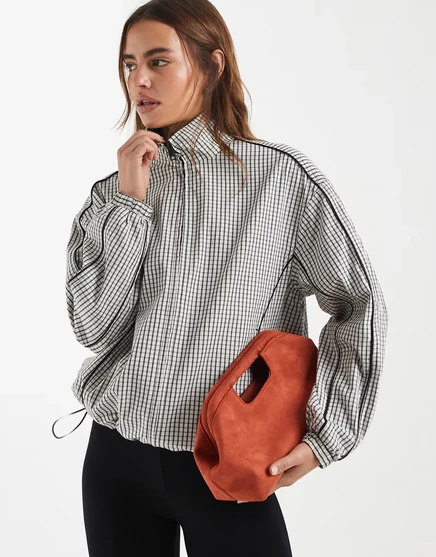 ДИЗАЙНЕРСКАЯ спортивная куртка оверсайз от ASOS в кремовую клетку