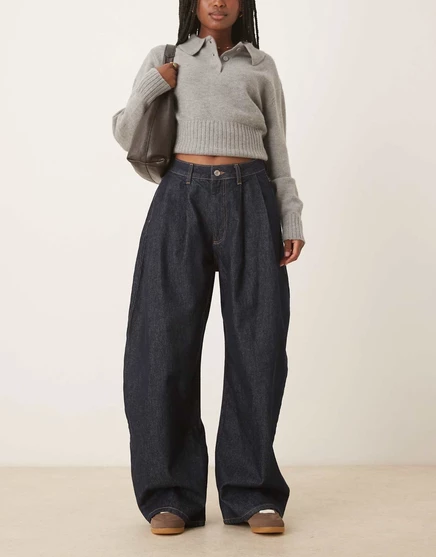  Джинсы-подковы ASOS DESIGN оверсайз indigo