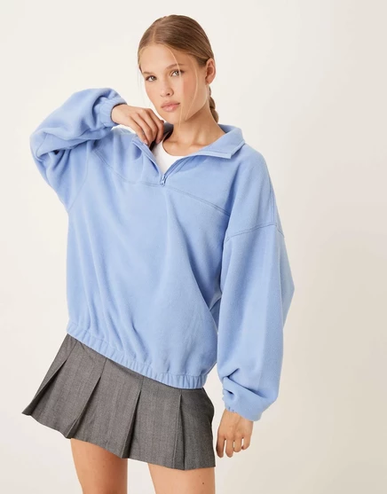 Женская флисовая кофта ASOS Design с частичной молнией, пыльно-голубая