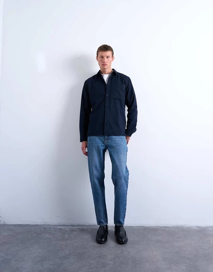 Джинсы Topman rigid taper jean в средней стирке mid wash blue