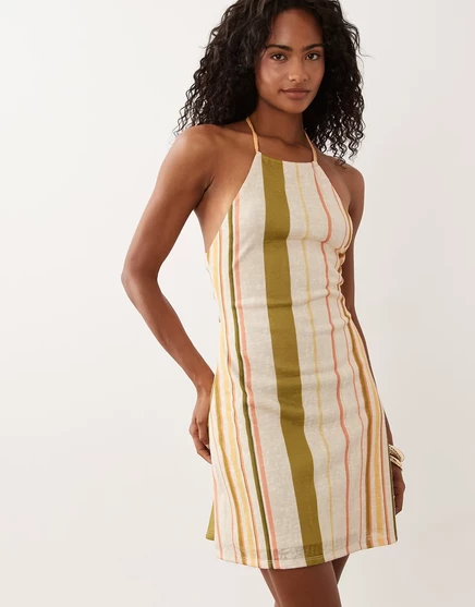 Женское мини-платье ASOS Design халтер А‑силуэта, коричневое