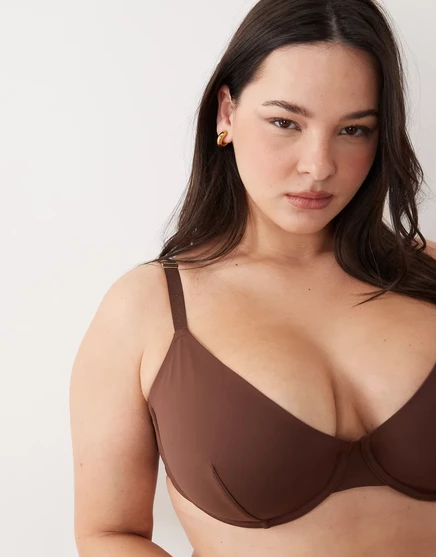 Женский бюстгальтер ASOS Curve Carla с косточками, шоколадный