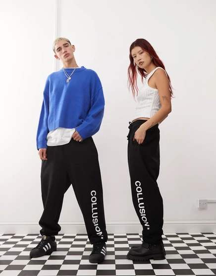 Брюки-джоггеры с логотипом COLLUSION Unisex черного цвета  black