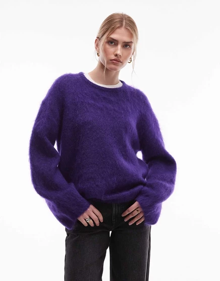 & Other Stories свитер из смеси шерсти и мохера с открытыми плечами фиолетового цвета purple