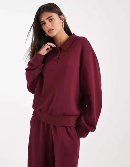 ДИЗАЙНЕРСКАЯ толстовка ASOS soft touch cupro henley цвета бордо burgundy