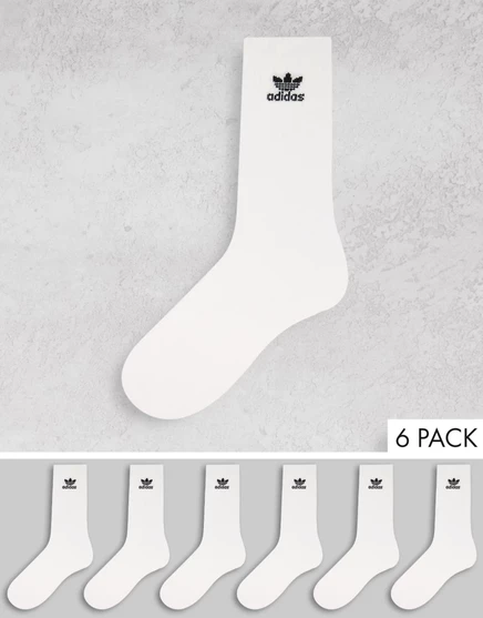 Мужские носки Adidas Originals Trefoil, 6 пар, белые