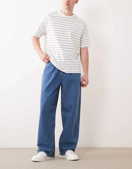 Мужские джинсы ASOS Design широкие с поясом, голубые