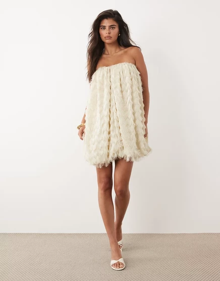 Женское мини‑платье ASOS Design с фигурным подолом, песочное