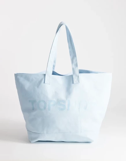 Женская большая сумка‑тоут TopShop холщовая, васильково‑голубая