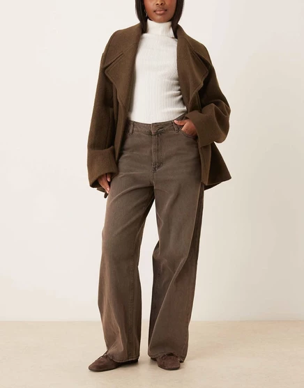 Мешковатые джинсы JJXX Kyoto темно-коричневого цвета dark brown denim