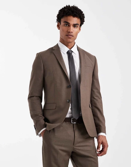 Мужской пиджак Jack & Jones Premium суперузкий, коричневый