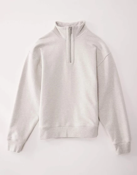 Толстовка ASOS COLLECTIVEAC-T-2573 фирменного кроя с капюшоном и воронкой на молнии с четвертью, цвет вересково-серый  heather marl