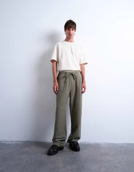 Текстурированные брюки Topman мешковатого кроя цвета хаки khaki
