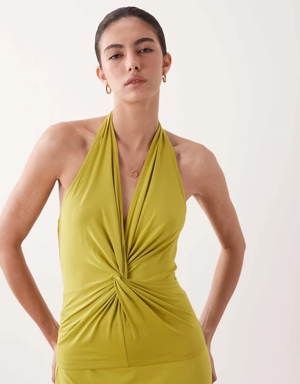 Женский хальтер-топ asos design с перекрутом, лаймовый
