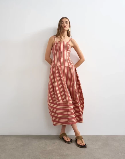 Женское джинсовое макси-платье TopShop, красная в полоску
