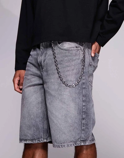 Джинсы ASOS DESIGN festival puff marina с цепочкой  silver