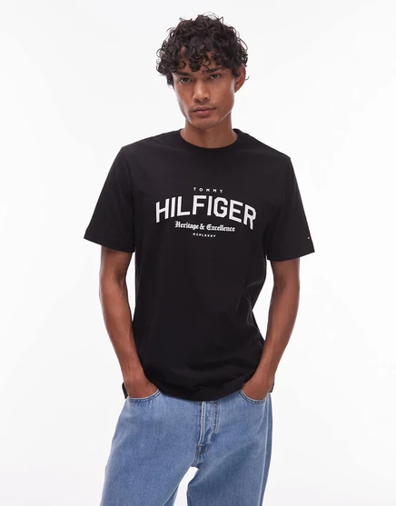 Футболка с логотипом университетской арки Tommy Hilfiger черного цвета black