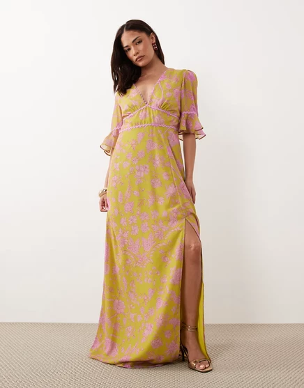 Женское макси-платье Hope & Ivy Petite, зелено-розовый