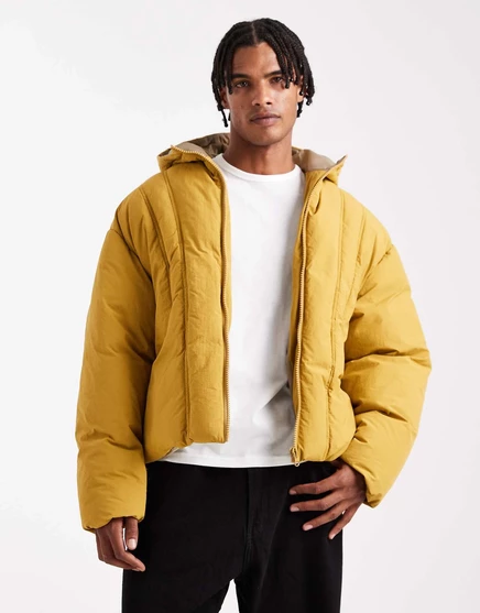 ДИЗАЙНЕРСКИЙ пуховик оверсайз от ASOS темно-горчичного цвета mustard