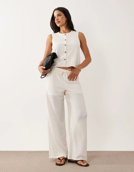 Брюки JDY с фактурой на заказ белого цвета - часть комплекта white