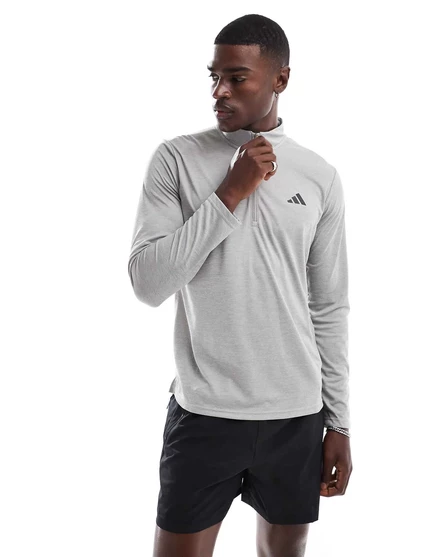 Футболка Adidas Training Essentials с молнией, серая