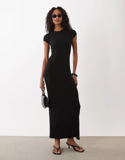 Женское платье ASOS Design миди с декоративными швами, черное
