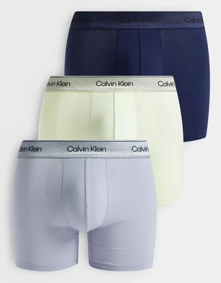 Мужские боксер-брифы Calvin Klein, 3 шт., темно-синий/лайм/серый