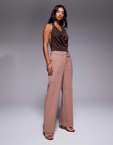 Узкие прямые брюки ASOS DESIGN Petite цвета мокко, сшитые на заказ mocha