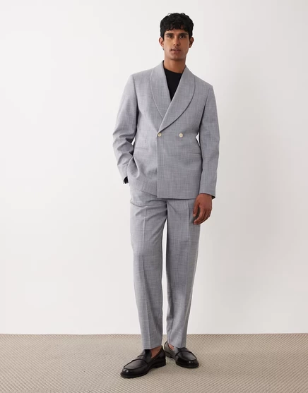Мужские зауженные брюки-костюм ASOS Design с эффектом льна, серые