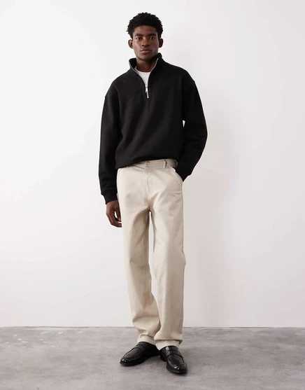 Фирменные брюки прямого кроя от ASOS COLLECTIVE AC-B-253 цвета экрю ecru