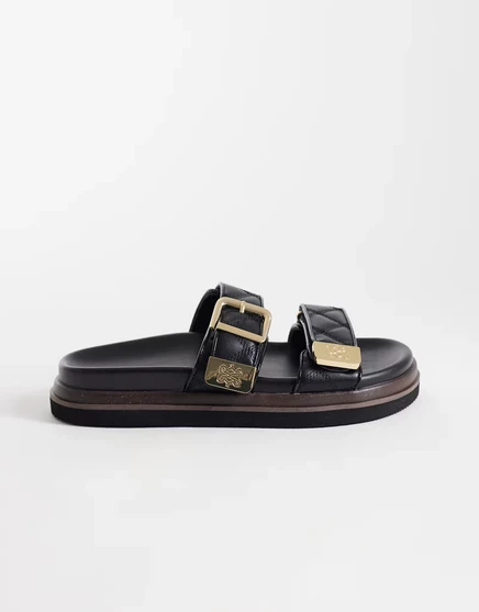 Женские сандалии River Island стеганые на двойных ремнях, черные