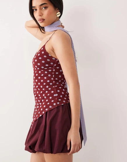 Женская майка ASOS Design с шарфом из сетки, в горошек