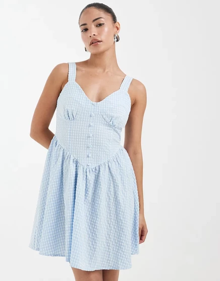 Женское платье мини Vero Moda Petite в клетку, сине-белое