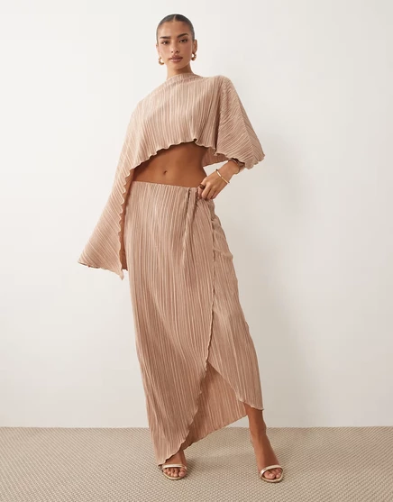 Женская плиссированная миди‑юбка ASOS Design на запах, тофе