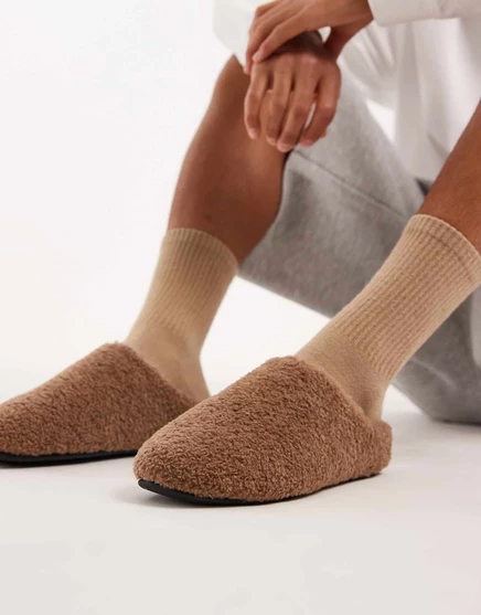 Дизайнерские тапочки-мулы ASOS из коричневого борга tan