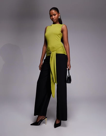 Женский удлиненный топ ASOS Design с завязкой, зеленый