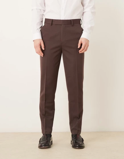Элегантные зауженные брюки ASOS DESIGN коричневого цвета brown