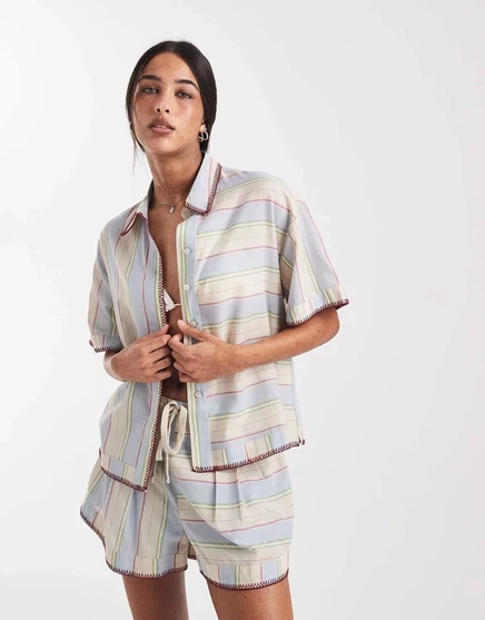 Женская пляжная рубашка Asos Design Sasha в полоску, часть комплекта