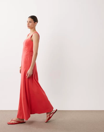Женское миди-платье ASOS Design квадратный вырез, красное