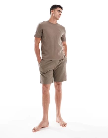 Вафельные шорты Boss Bodywear коричневого цвета - часть комплекта medium brown