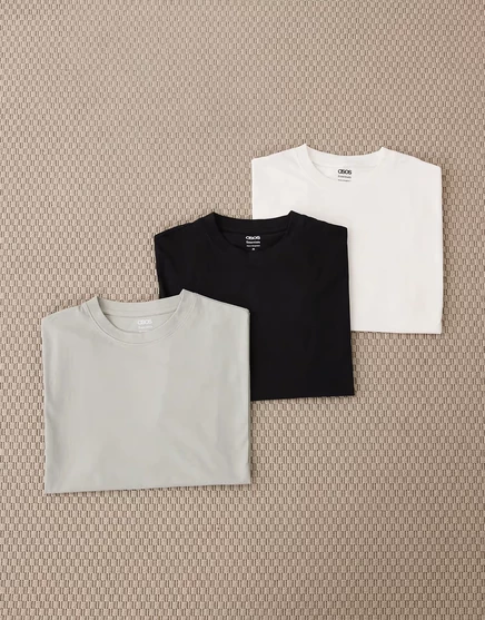 Мужские футболки ASOS Essentials, 3 шт, крем/черный/зеленый