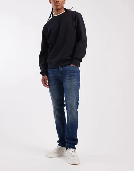 Зауженные джинсы Jack &Jones glenn темно-синего цвета blue denim