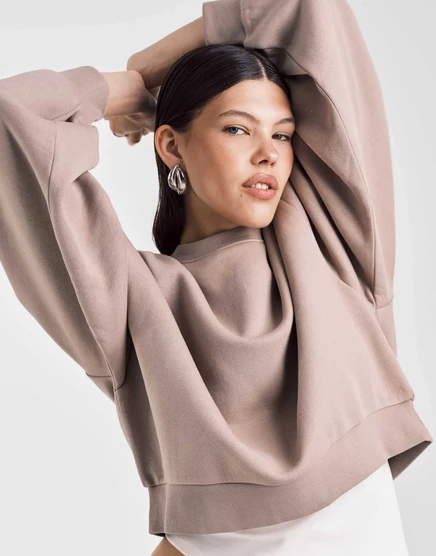 Толстовка ASOS DESIGN с рукавами-баллонами и кисточкой на спине темно-коричневого цвета мокко mocha